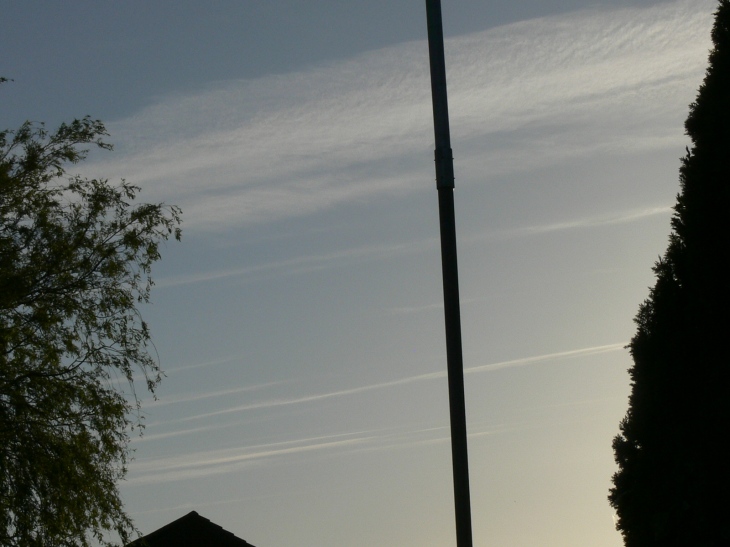 17th June 2019 chemtrail lines in the sky / geoengineering, north east England. Note hazing from an already aluminized sky.